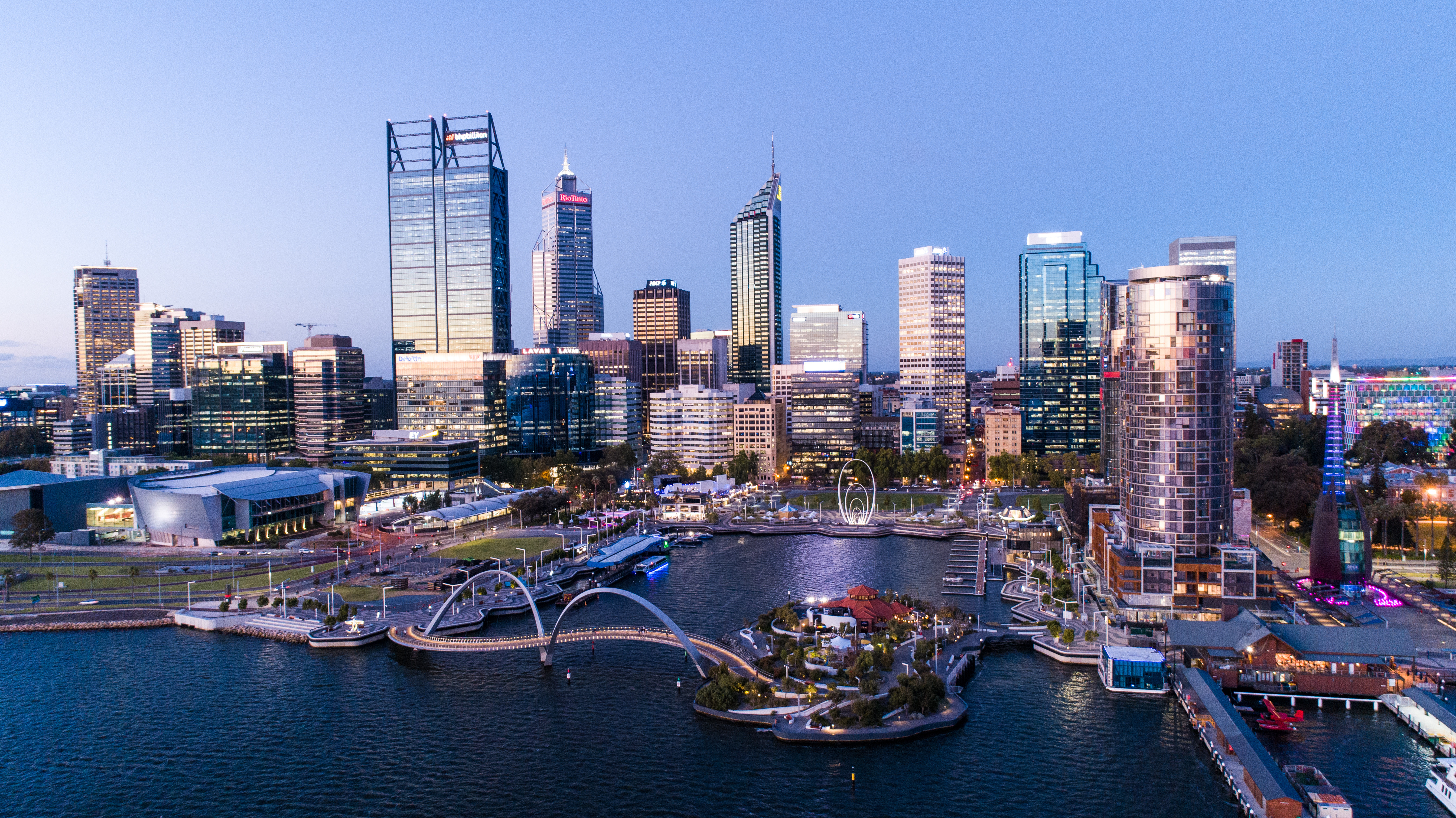 Skyline of Perth at sunset